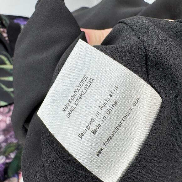 Fame And Partners Women's Black Purple Floral Print Maxi Blouson‎ Dress Size 4 - Picture 9 of 10